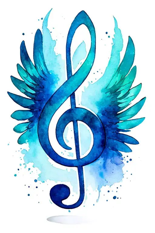 Treble Clef With Angle Wings Spread