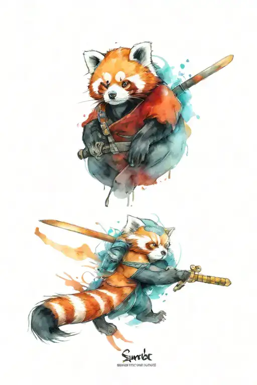 Red Panda Samurai Warrior