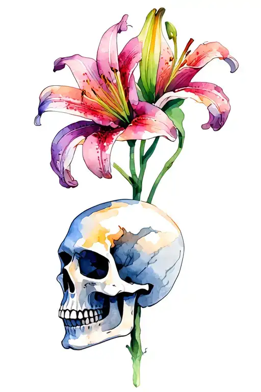 Lilies And A Skull