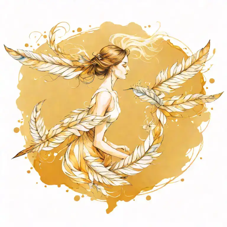 Woman And Feathers Transforming