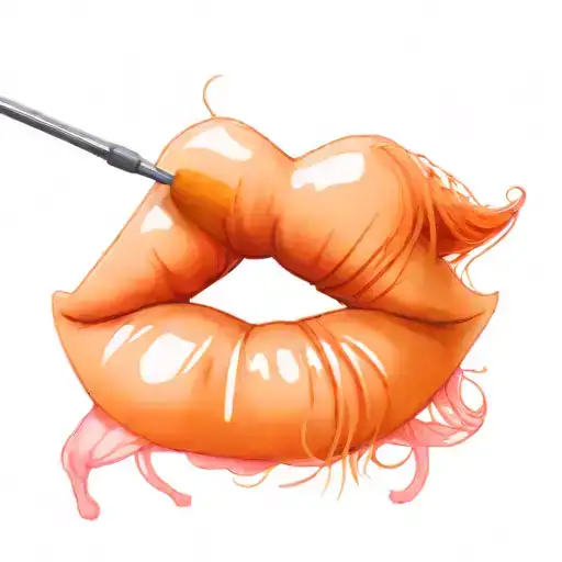 Lips With Yarn And Sewing Needle