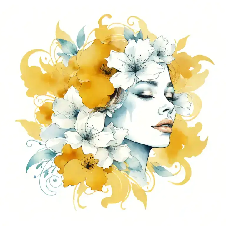 Woman Face And Flower