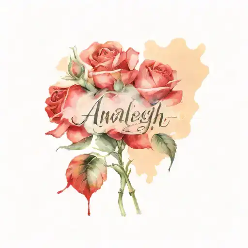 Red Roses With The Name Analeigh In Them