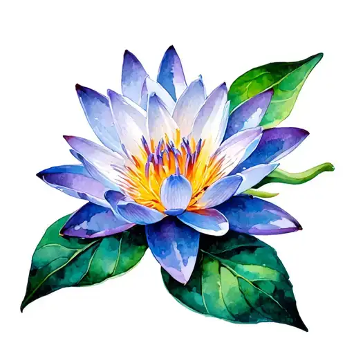 Water Lilly And Larkspur