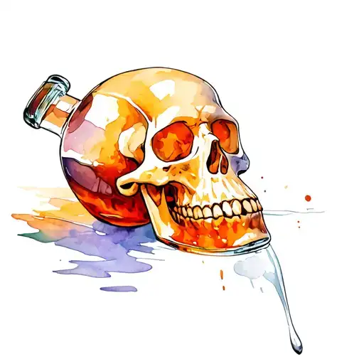 Skull In Rum Bottle Filled