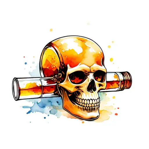 Skull In Rum Bottle Filled