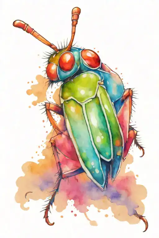 Cute Artistic Cricket Bug With Aries Symbol