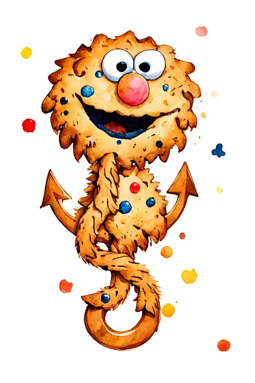 Cookie Monster With An Anchor Intertwined