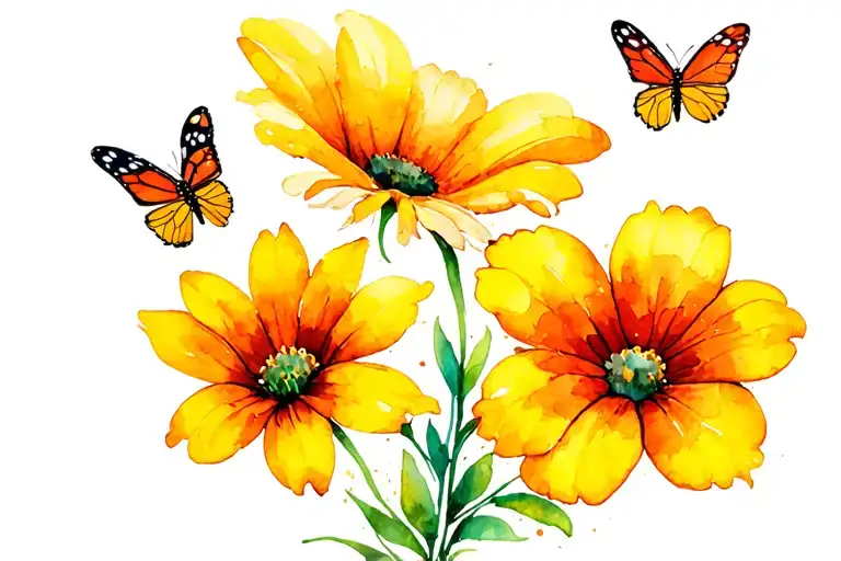 Flower Bundle And 2 Similar Buttterflies