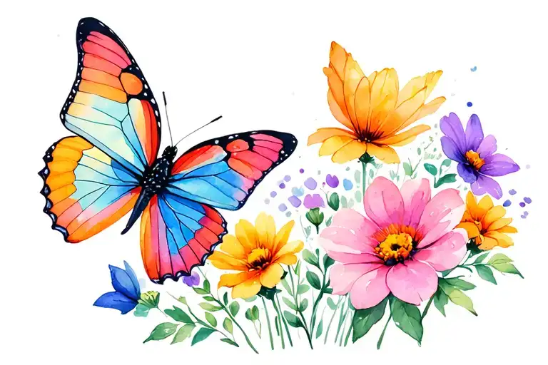 Flower Bundle With 2 Similar Butterflies