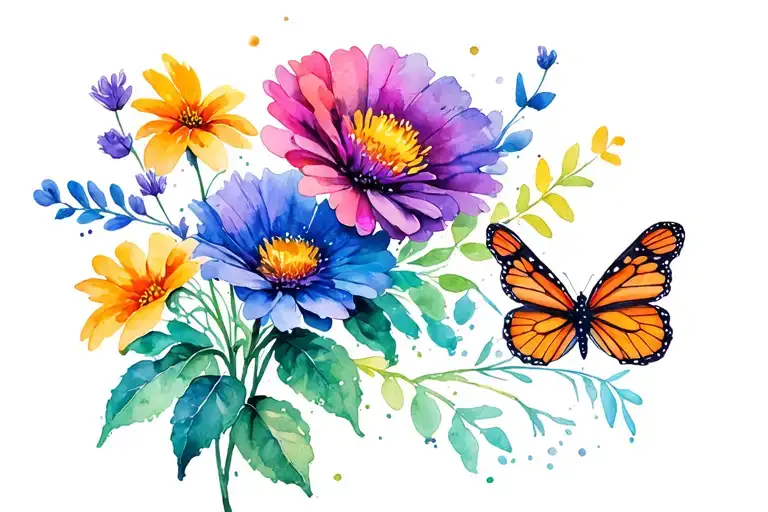 Flower Bundle With 2 Butterflies