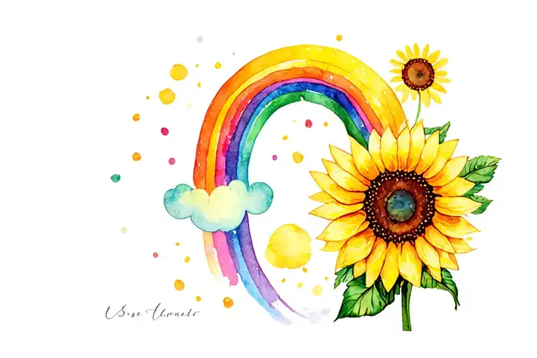 Rainbow Baby And Sunshine Sunflower Intertwined