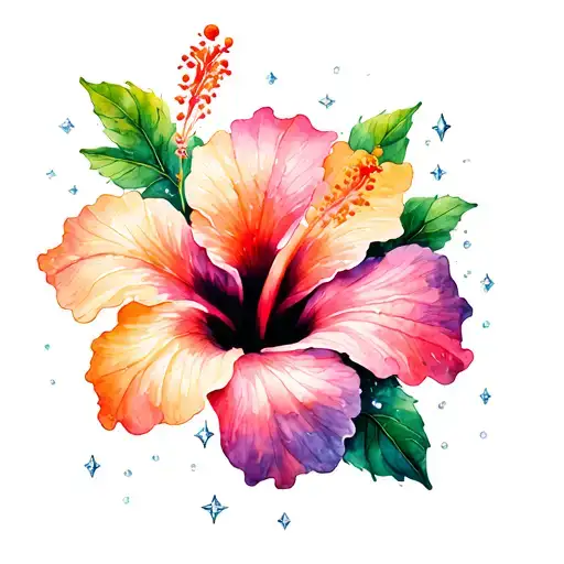 Hibiscus Flower With Little Diamond Stars