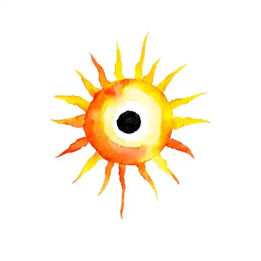Black Sun Symbol With Yellow And Orange