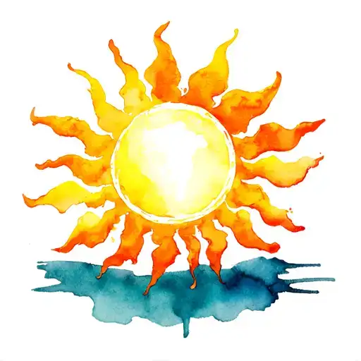 Sun Symbol With Yellow And Orange