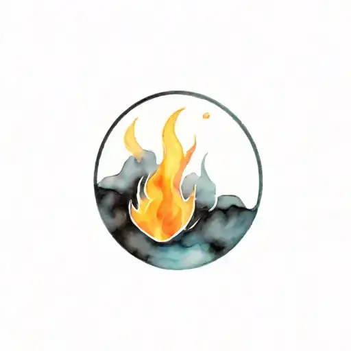 Small Flame Spark In A Black Circle Made