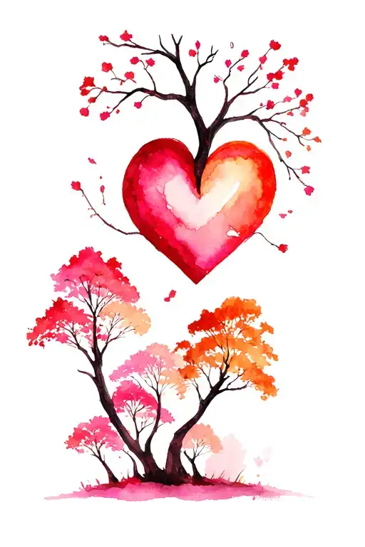 Heart Sourounded By Trees Stylized