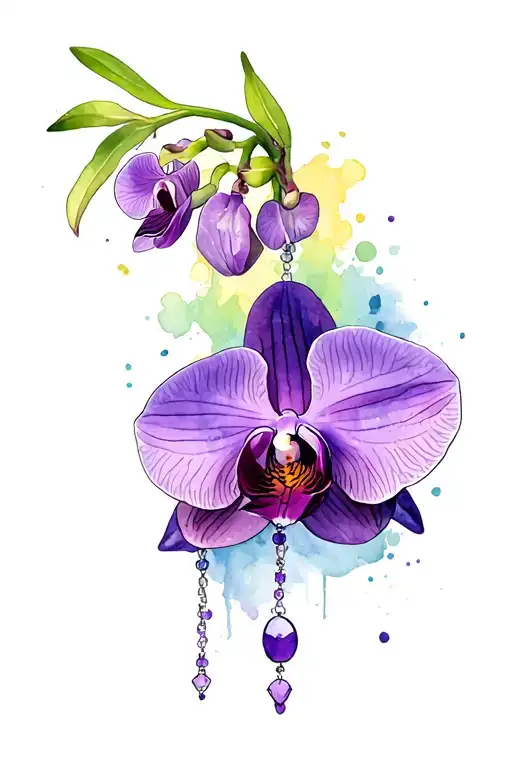 Purple Orchid With Rosary Wrapped