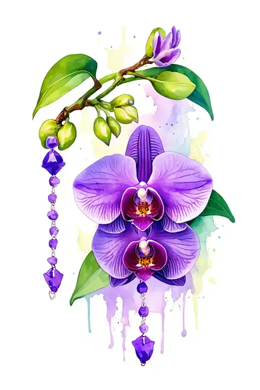 Purple Orchid With Rosary