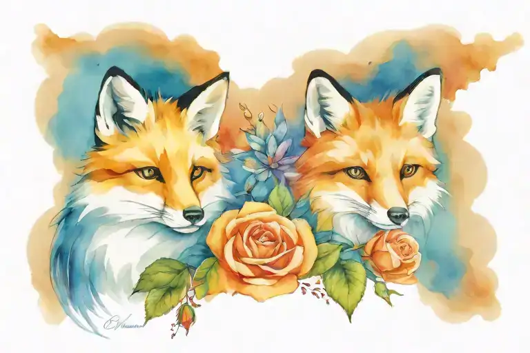 Roses Bird Fox