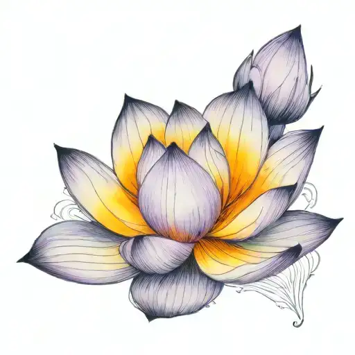 Purple Lotus Flower Black Outline