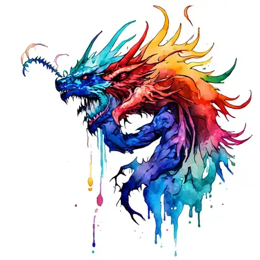 Blackout Tattoo With Color Demons Around It