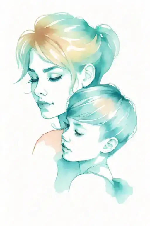 Women With Her Hair In A Bun Sitting Beside 2 Boys