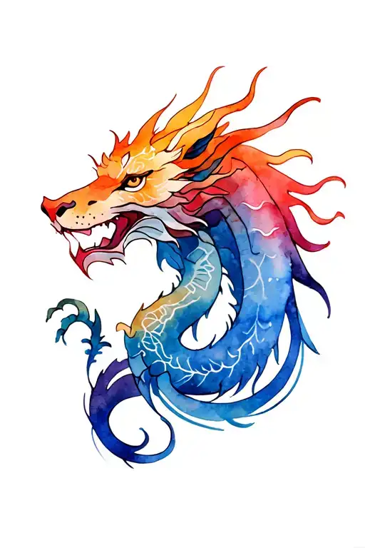 Leo And Dragon Tattoo Design