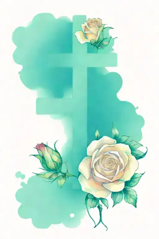 Cross And Roses Intertwined