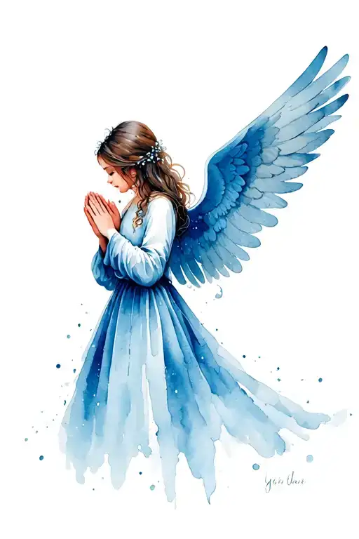Girl With Wings Praying