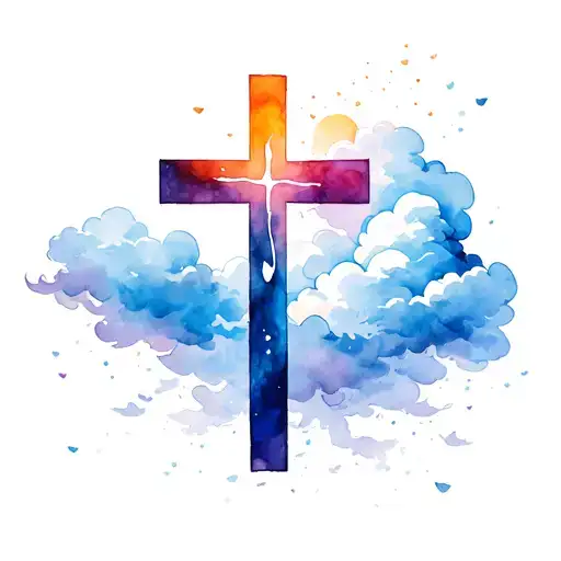 Christian Cross With Clouds