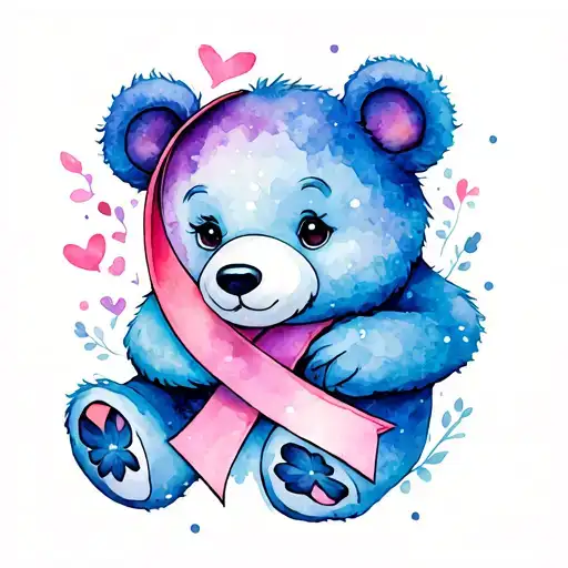 Poar Bear And Alzheimer Ribbon