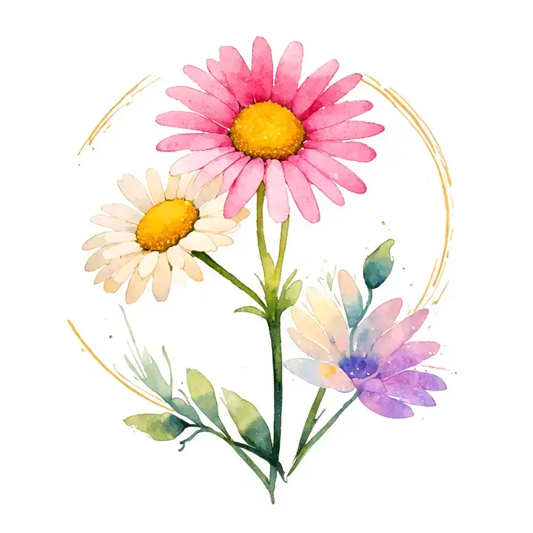 Adoption Symbol With Watercolor And Daisy Flower
