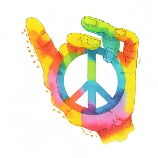 Teach Peace Sign Inside Peace Hands Rainbow Colored