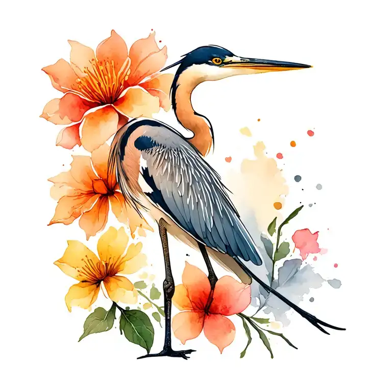 Heron With Flower
