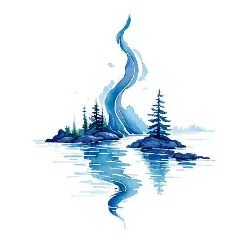 River Splitting Into Two Streams