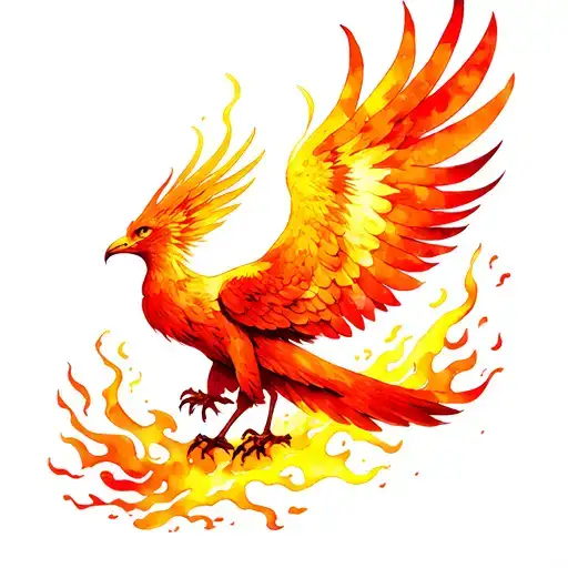 Phoenix Rising From Flames