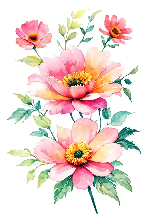 2 Big Flowers And 3 Smaller Flowers Each Different Kind