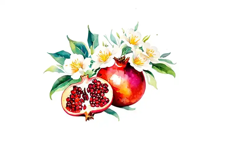 Pomegranates With Flowers