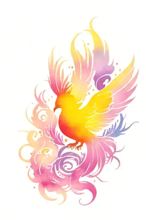 Phoenix Bright Colours Flying Across