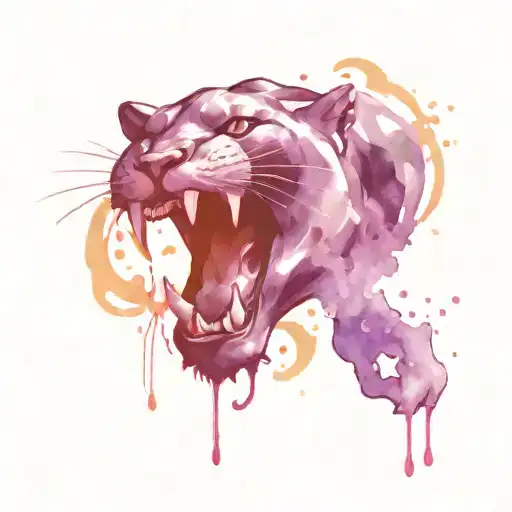 Panther Fist Punching With Purple Magic Swirls Coming From It And Around It