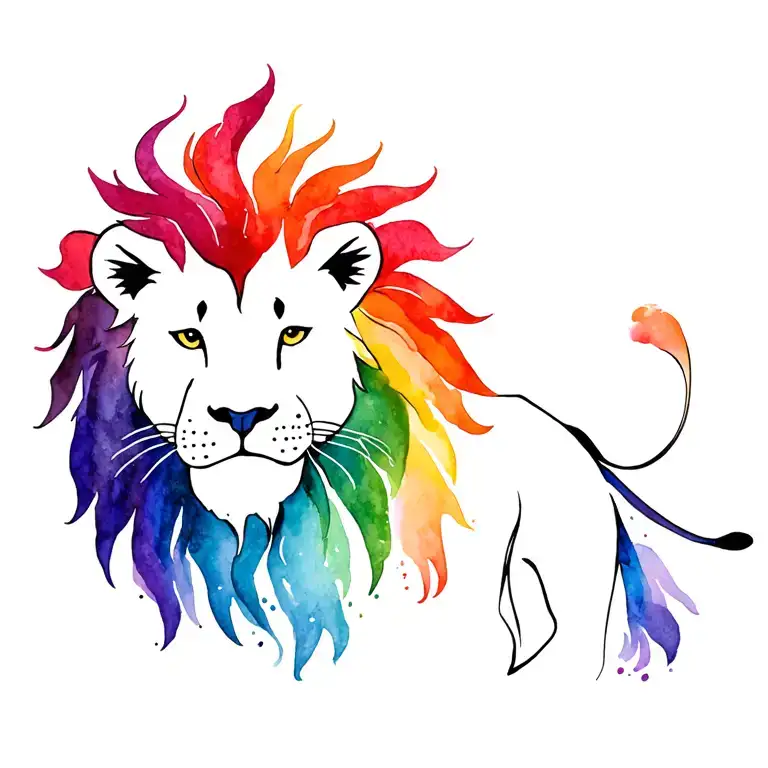 Lion With Rainbow Mane Showcasing Strength
