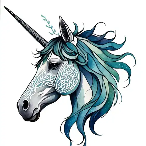 Celtic Unicorn Head