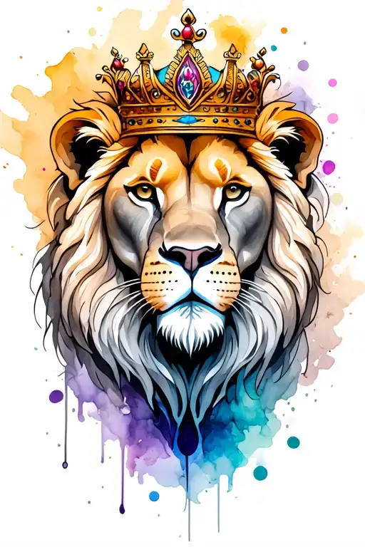 Crowned Lion Face Tattoo For Ankle