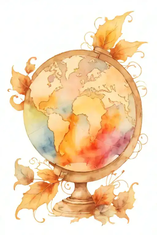 World Globe With Symbols Inside