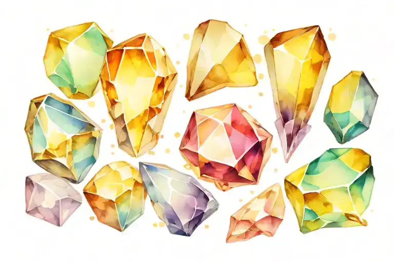 Infinity Stones In A Row On A White Background