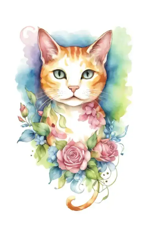Cat With Flowers