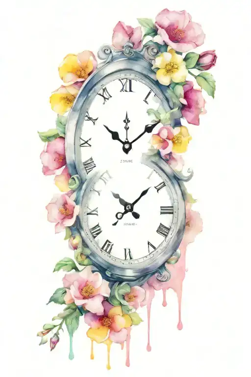 Melting Clock And Primroses