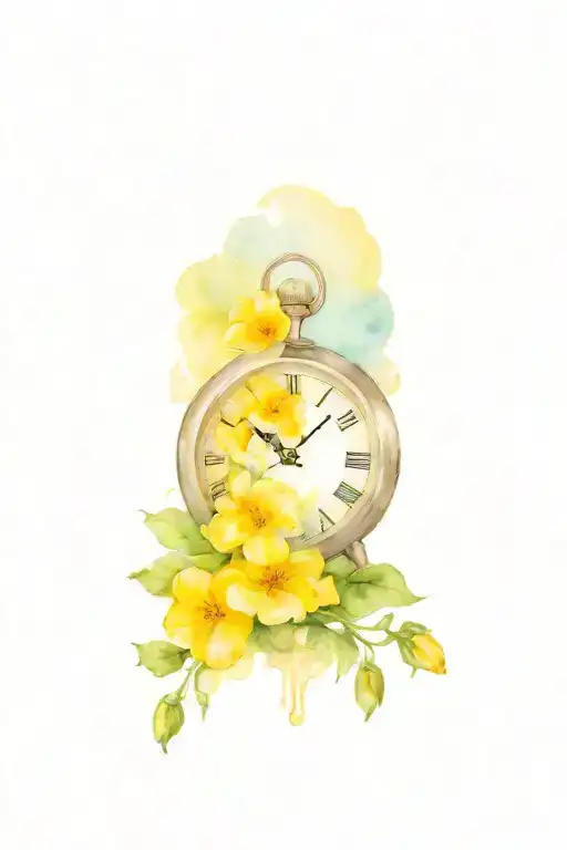 Melting Clock And Primroses