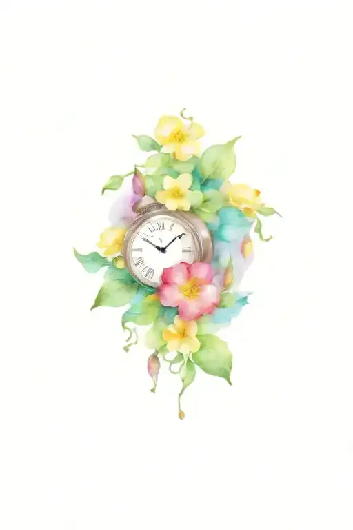 Clock And Primroses